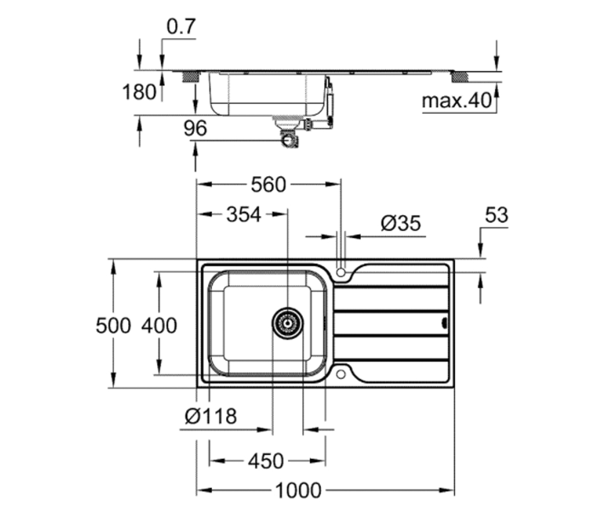 Мойка с крылом  K-SERIES K 500 31563SD1:Чертеж 