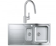 Полуторная мойка + смеситель с лейкой GROHE K-SERIES K 500 31572SD0+31482003