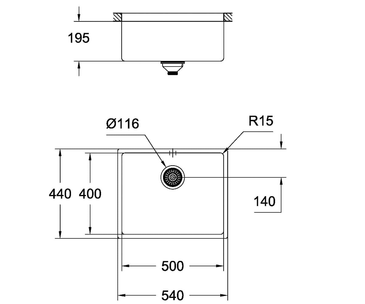 Мойка для кухни  K-SERIES K 700U 31574AL0:Чертеж 