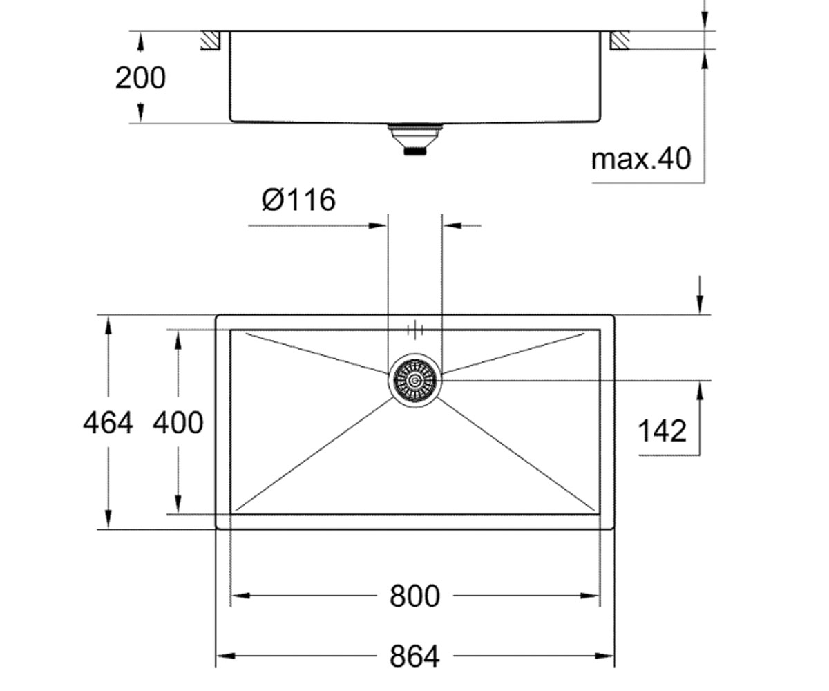 Мойка стальная  K-SERIES K 700 31580SD0:Чертеж 