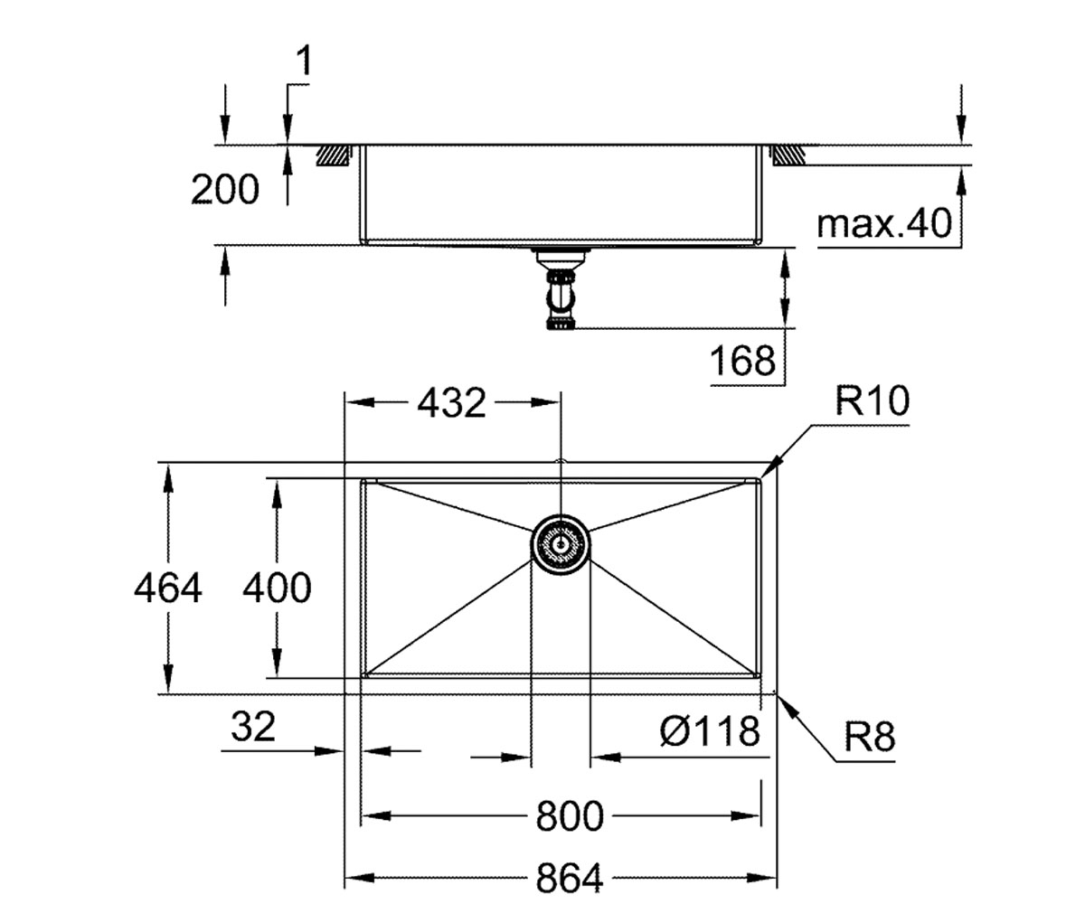 Мойка стальная  K-SERIES K 700 31580SD1:Чертеж 