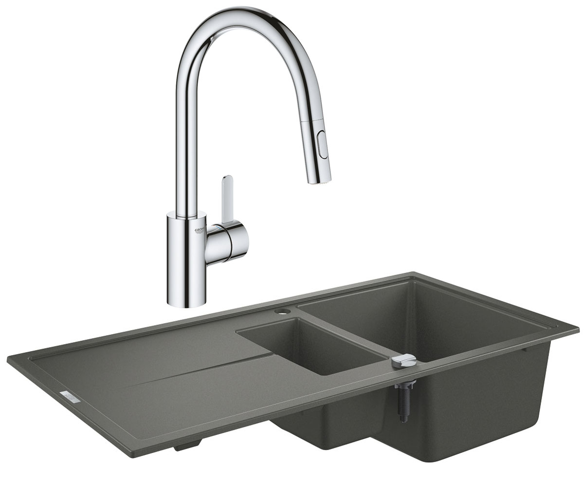 Полуторний змішувач для мийки з GROHE K-SERIES K 400 31642AT0 31481001 GROHE K-SERIES  31642AT0+31481001 31642AT0+31481001