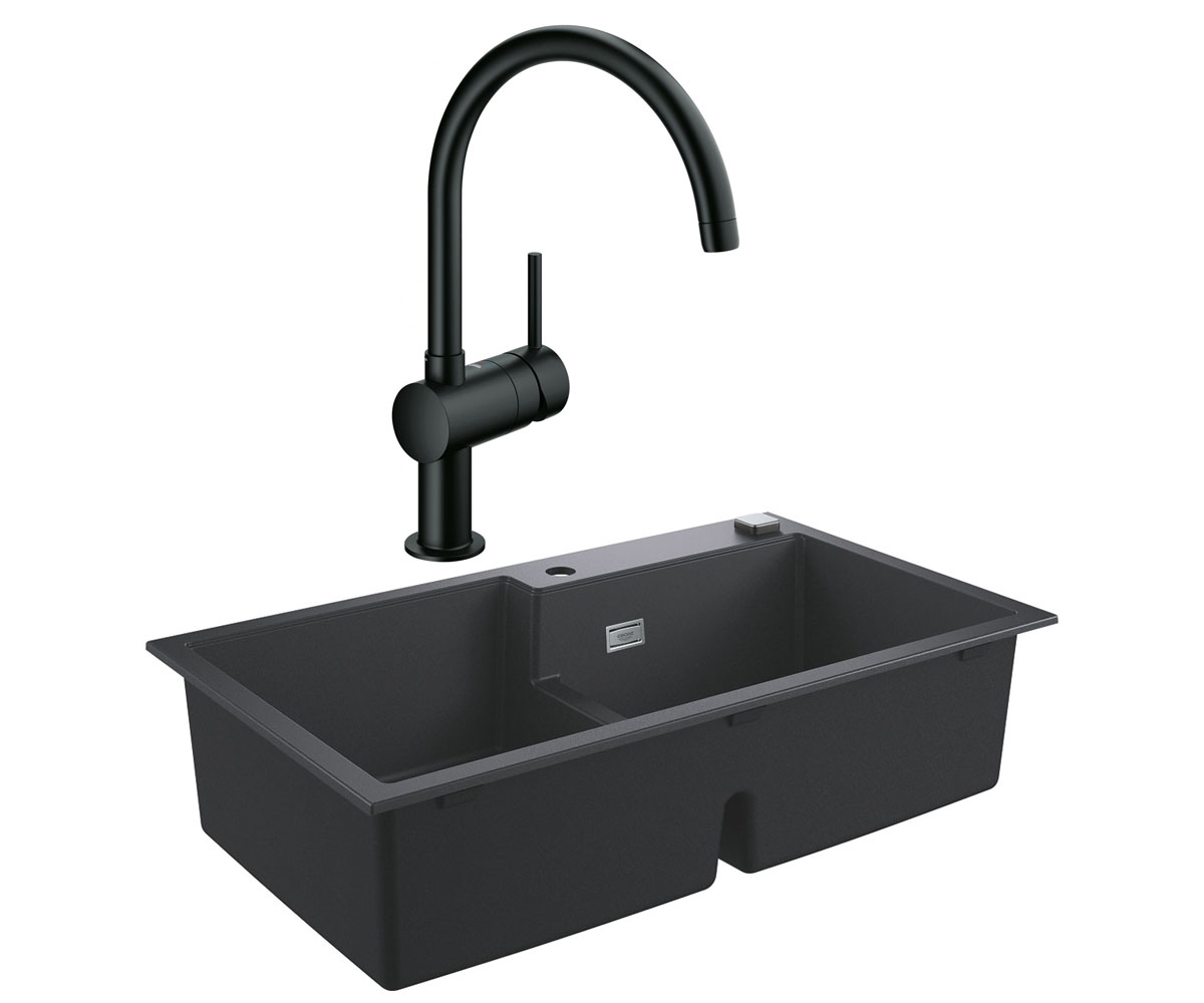 Подвійна мийка GROHE K-SERIES K 500 змішувач одноважільний 31649AP0 32917KS0 GROHE K-SERIES  31649AP0+32917KS0 31649AP0+32917KS0