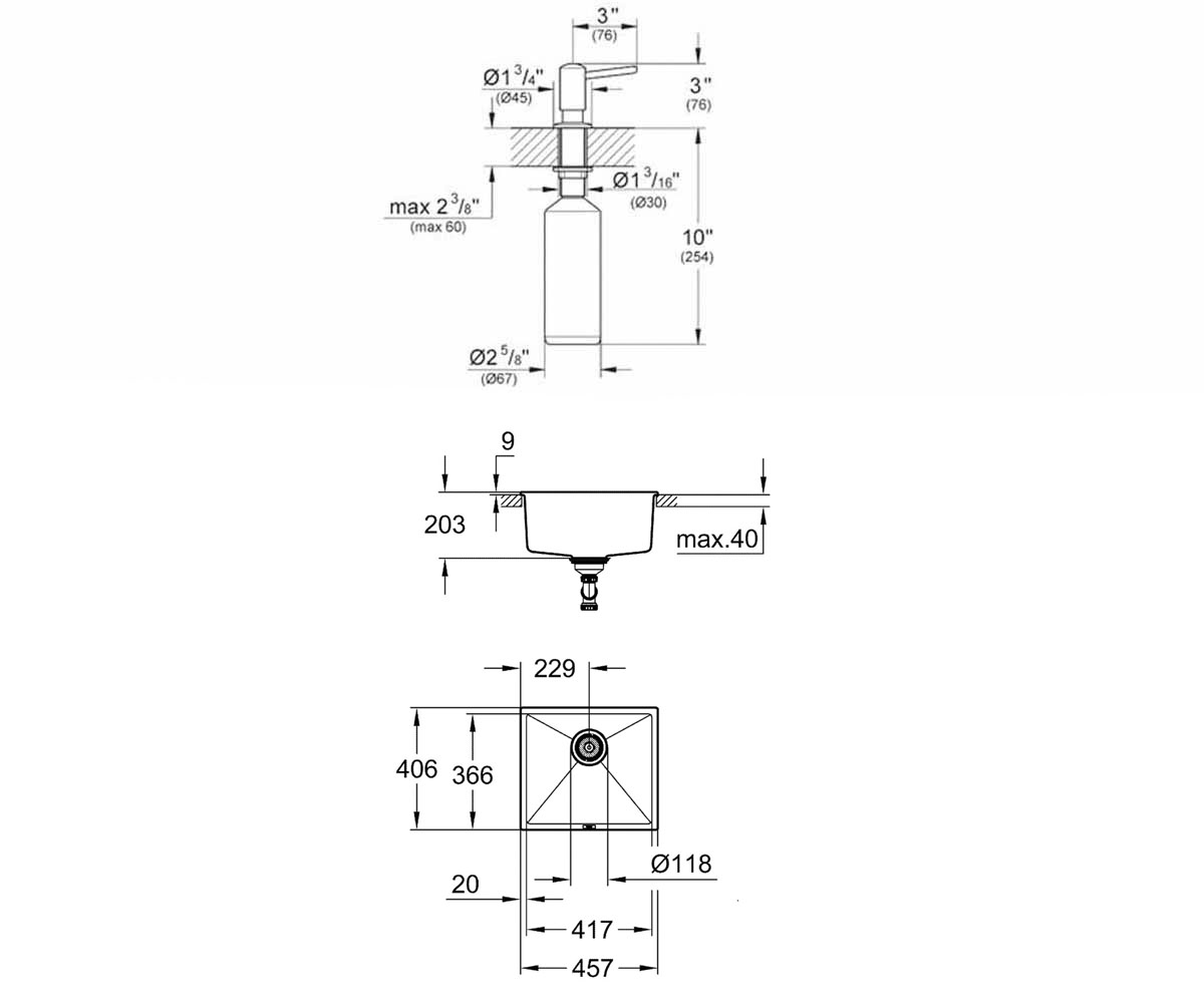 Мойка с дозатором  K-SERIES K 700U 31653AP0+40536000:Чертеж 