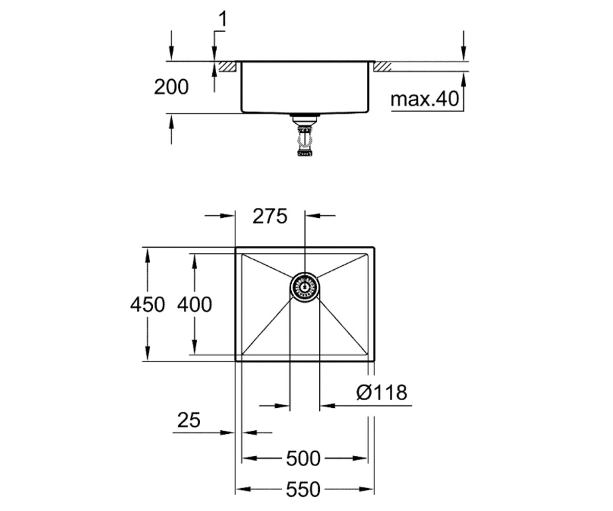 Мойка для кухни  K-SERIES K 700 31726SD0:Чертеж 