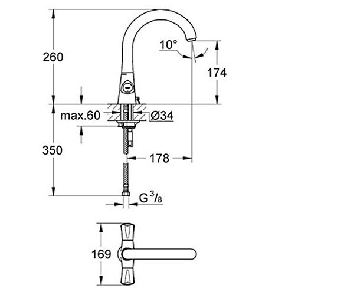 Смеситель раковины  COSTA L 31829001:Чертеж 