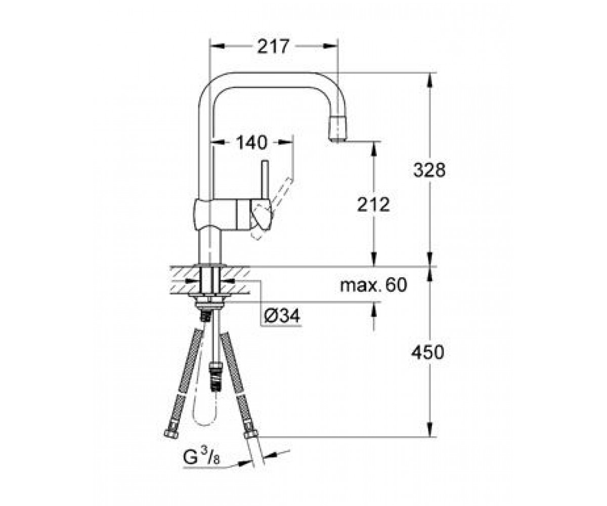 Смеситель для мойки  MINTA 32067DC0:Чертеж 