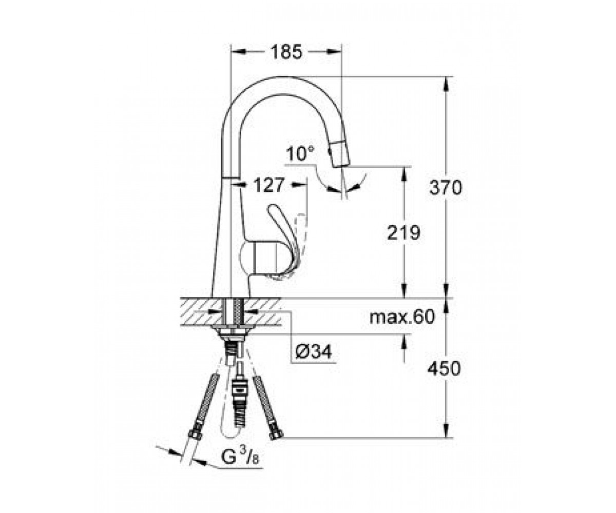 Смеситель для мойки  ZEDRA 32296SD0:Чертеж 