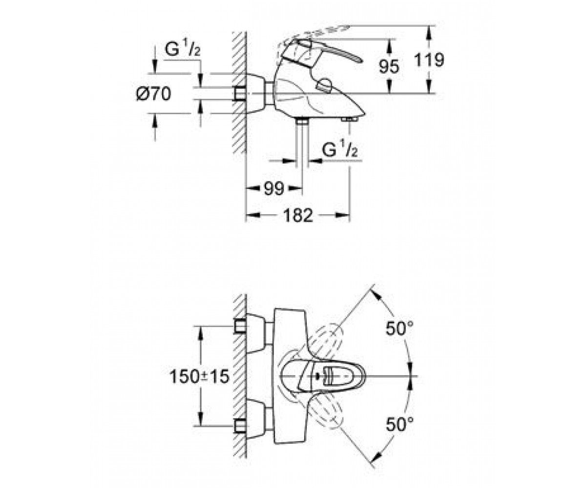 Смеситель для ванны  CHIARA 32306RR:Чертеж 