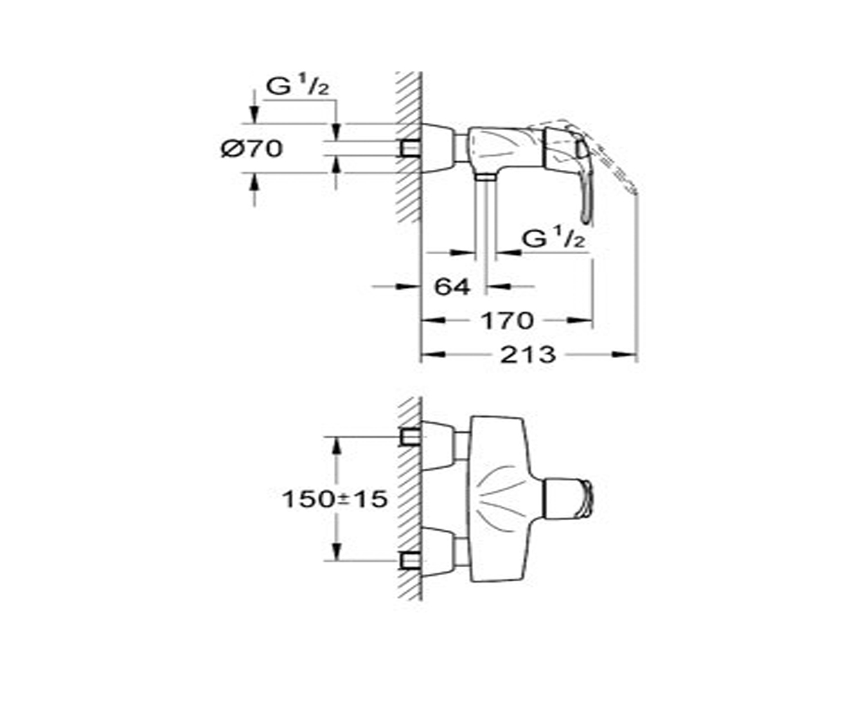 Cмеситель для душа  32307RR:Чертеж 