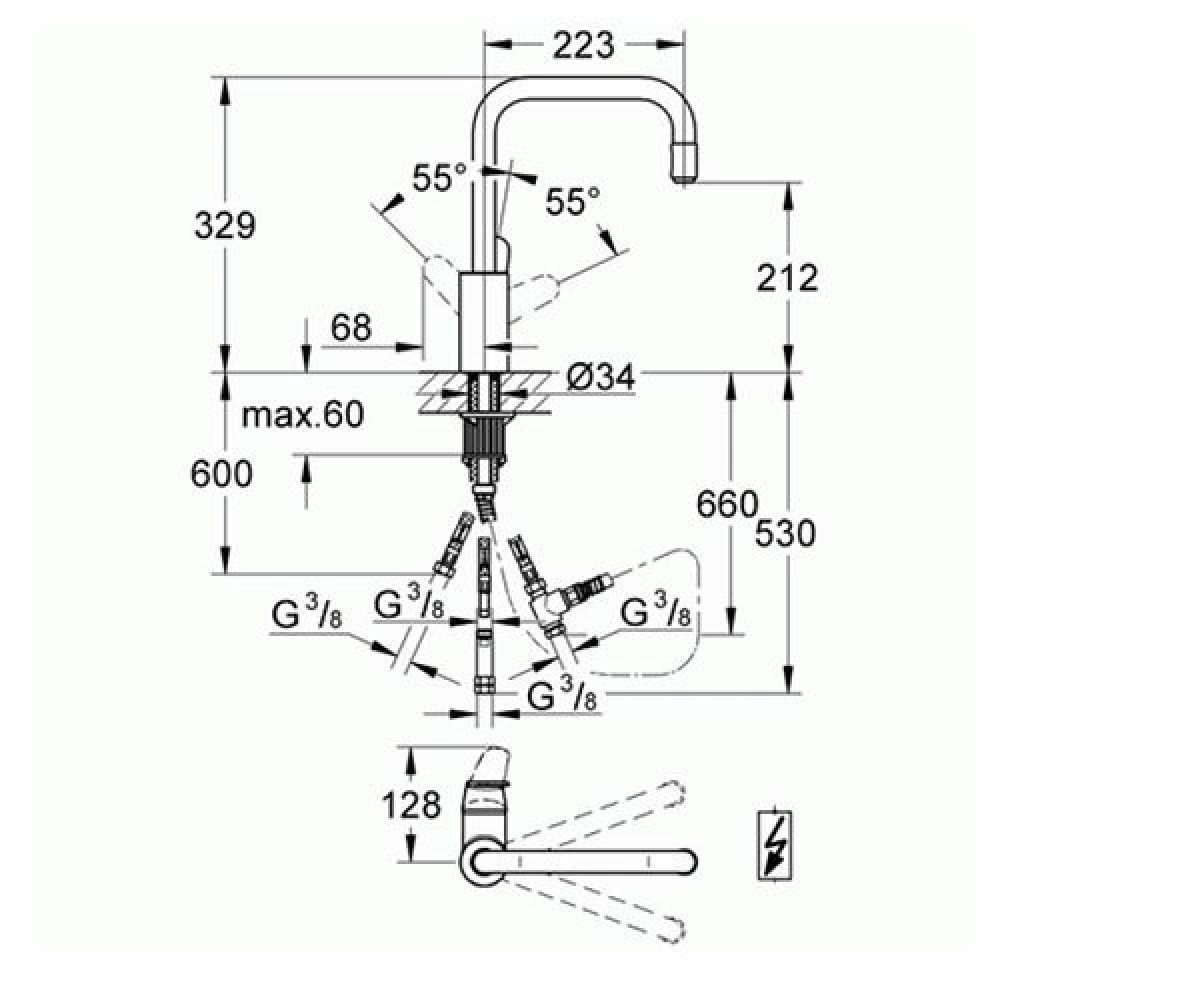 Кухонный смеситель  EURODISC COSMOPOLITAN 32546002:Чертеж 