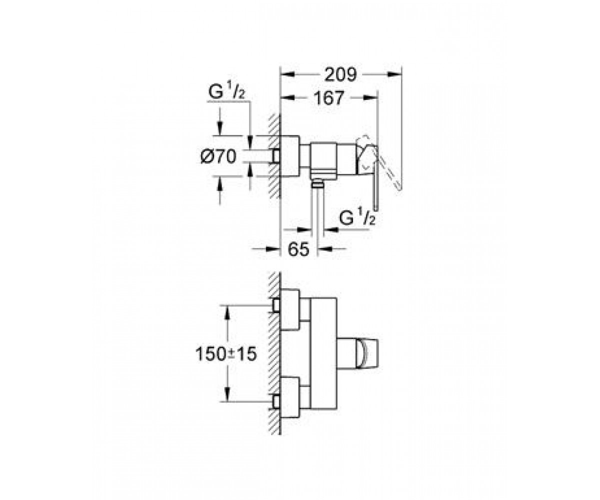 Смеситель для душа  QUADRA 32637000:Чертеж 