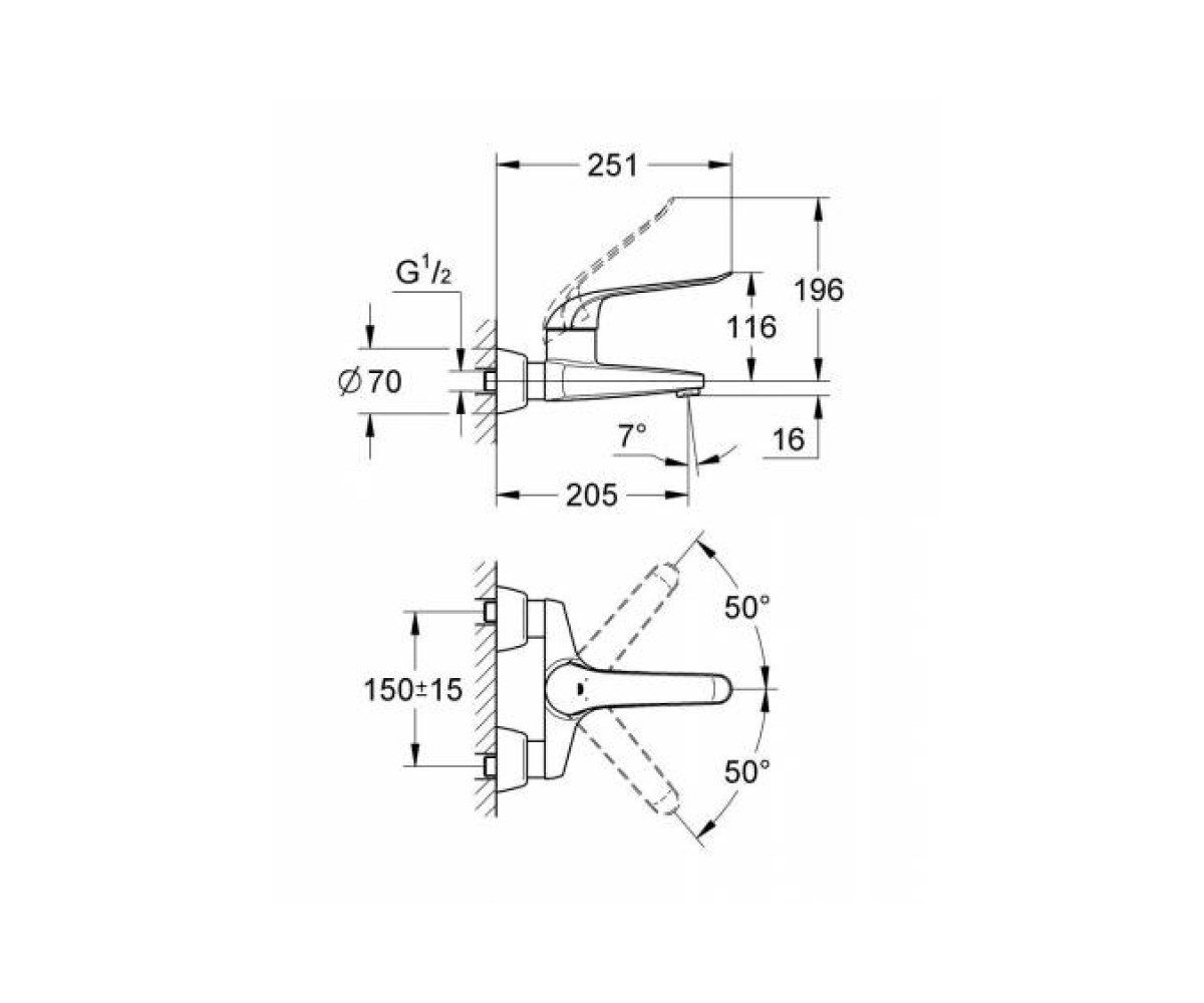 Смеситель для раковины  EUROECO 32778000:Чертеж 