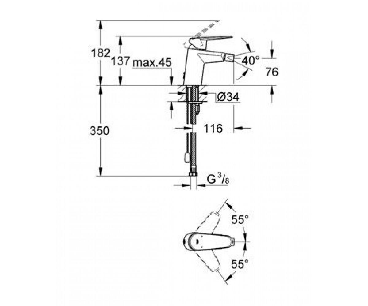 Смеситель  EURODISC COSMOPOLITAN 33245002:Чертеж 