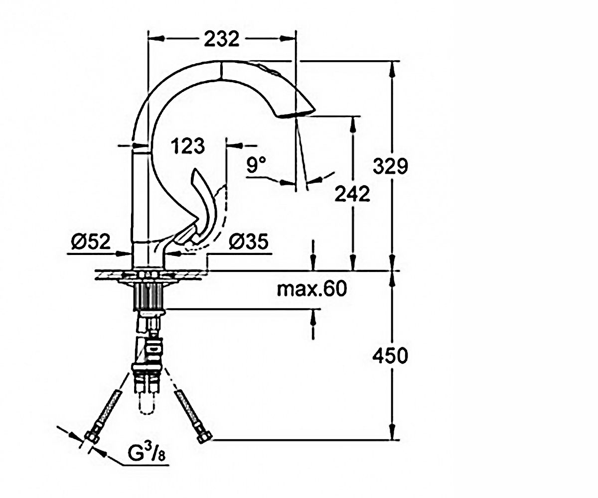 Смеситель для мойки  K4 33782SD0:Чертеж 
