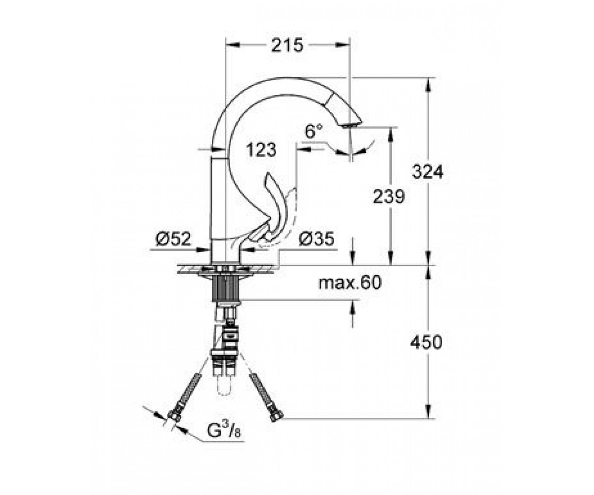 Смеситель для мойки  K4 33786SD0:Чертеж 