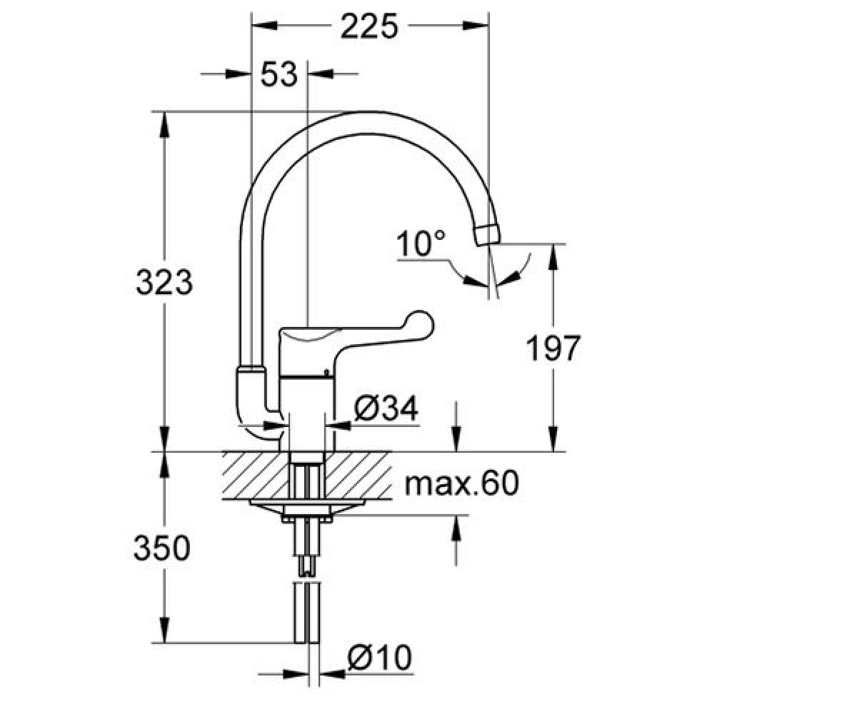 Кухонный смеситель  EUROECO SINK 33912000:Чертеж 