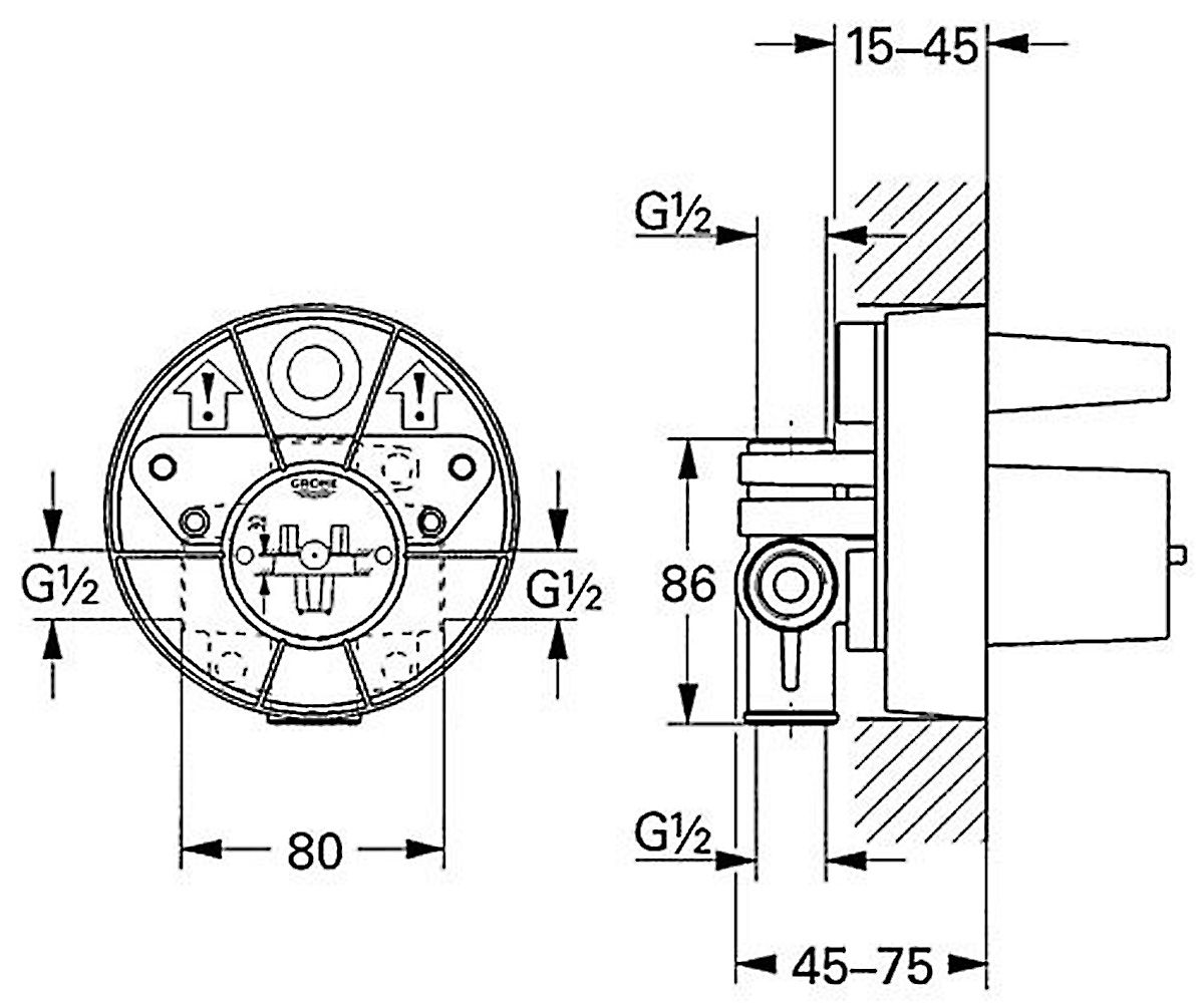 Встраиваемый механизм  TENSO NON RAPIDO OHM 33962000:Чертеж 