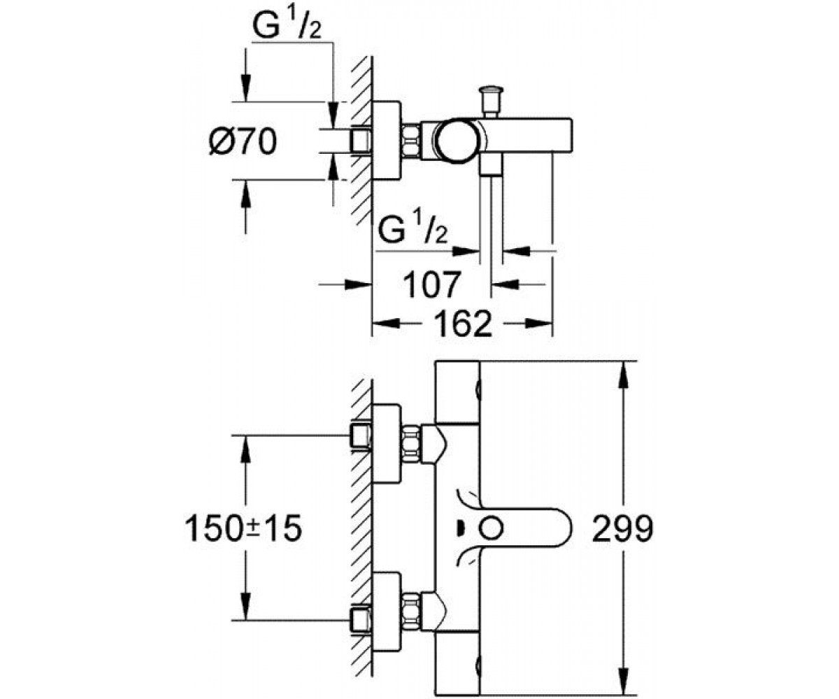 Термостат  GROHTHERM 1000 34215000:Чертеж 