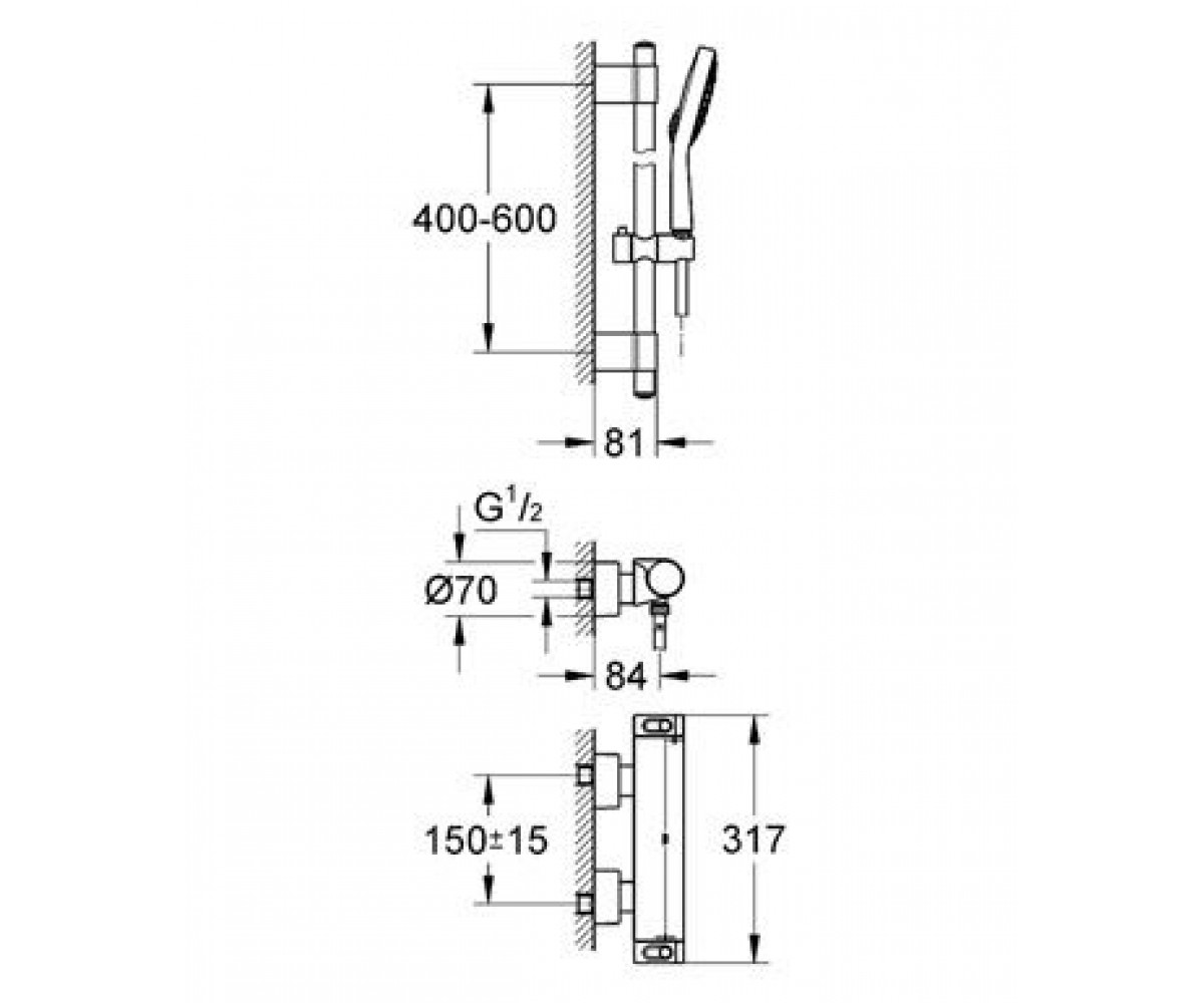 Набор для душа  GROHTHERM 2000 34281001:Чертеж 