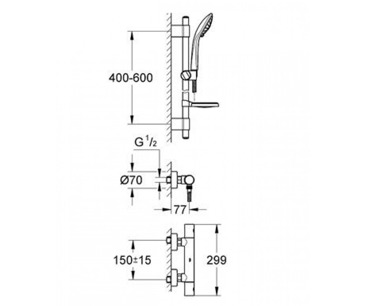 Термостат  GROHTHERM 1000 34286000:Чертеж 