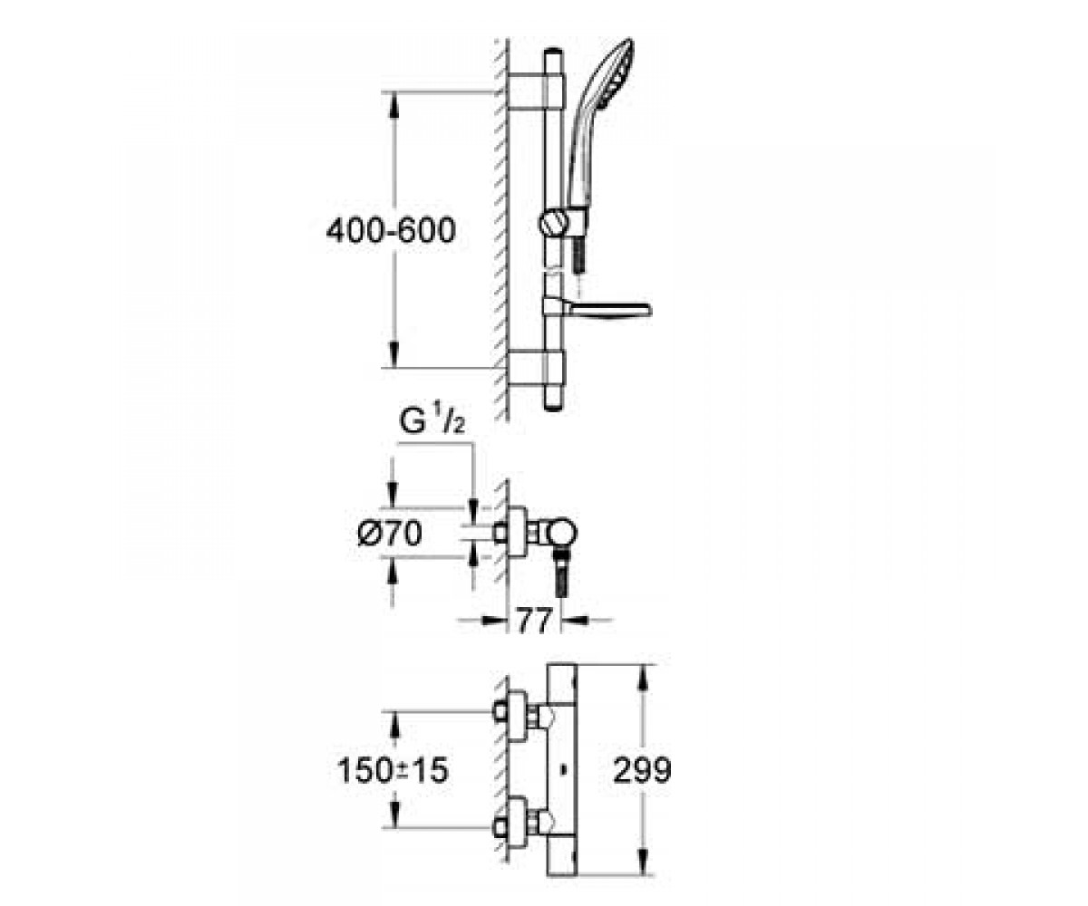 Термостат  GROHTHERM 1000 34286001:Чертеж 