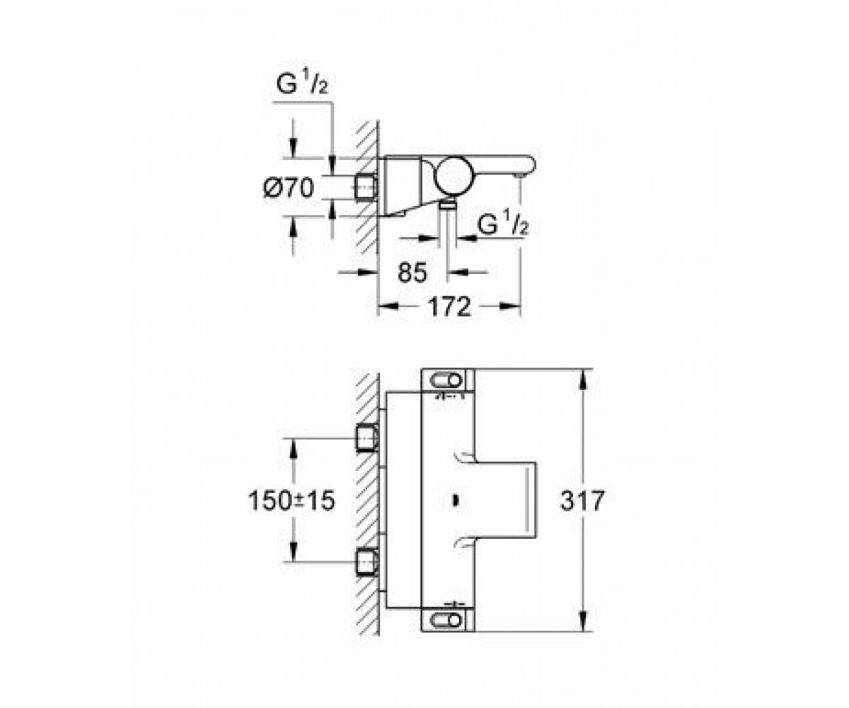 Термостат  GROHTHERM 2000 34464001:Чертеж 