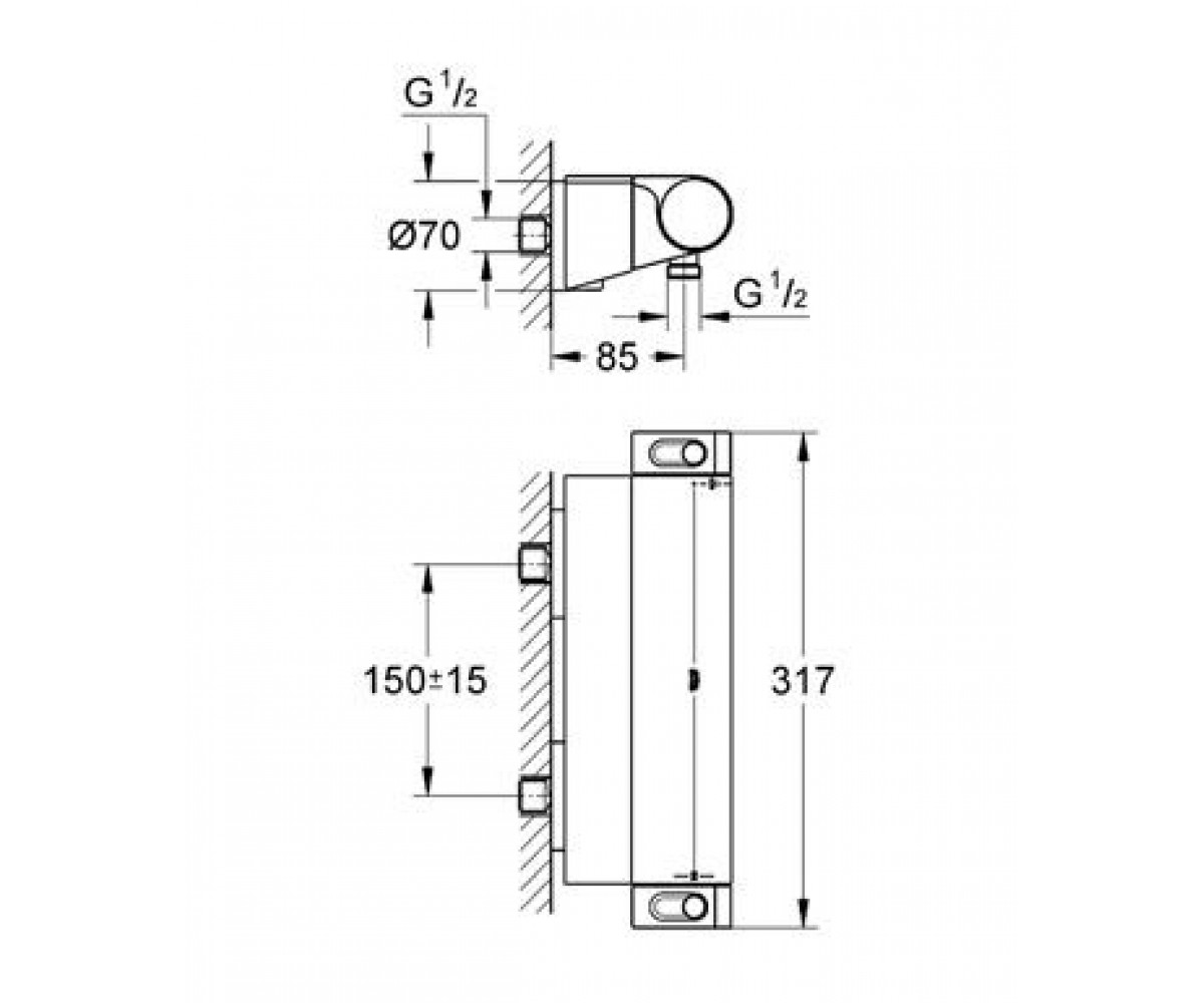 Термостат  GROHTHERM 2000 34469001:Чертеж 