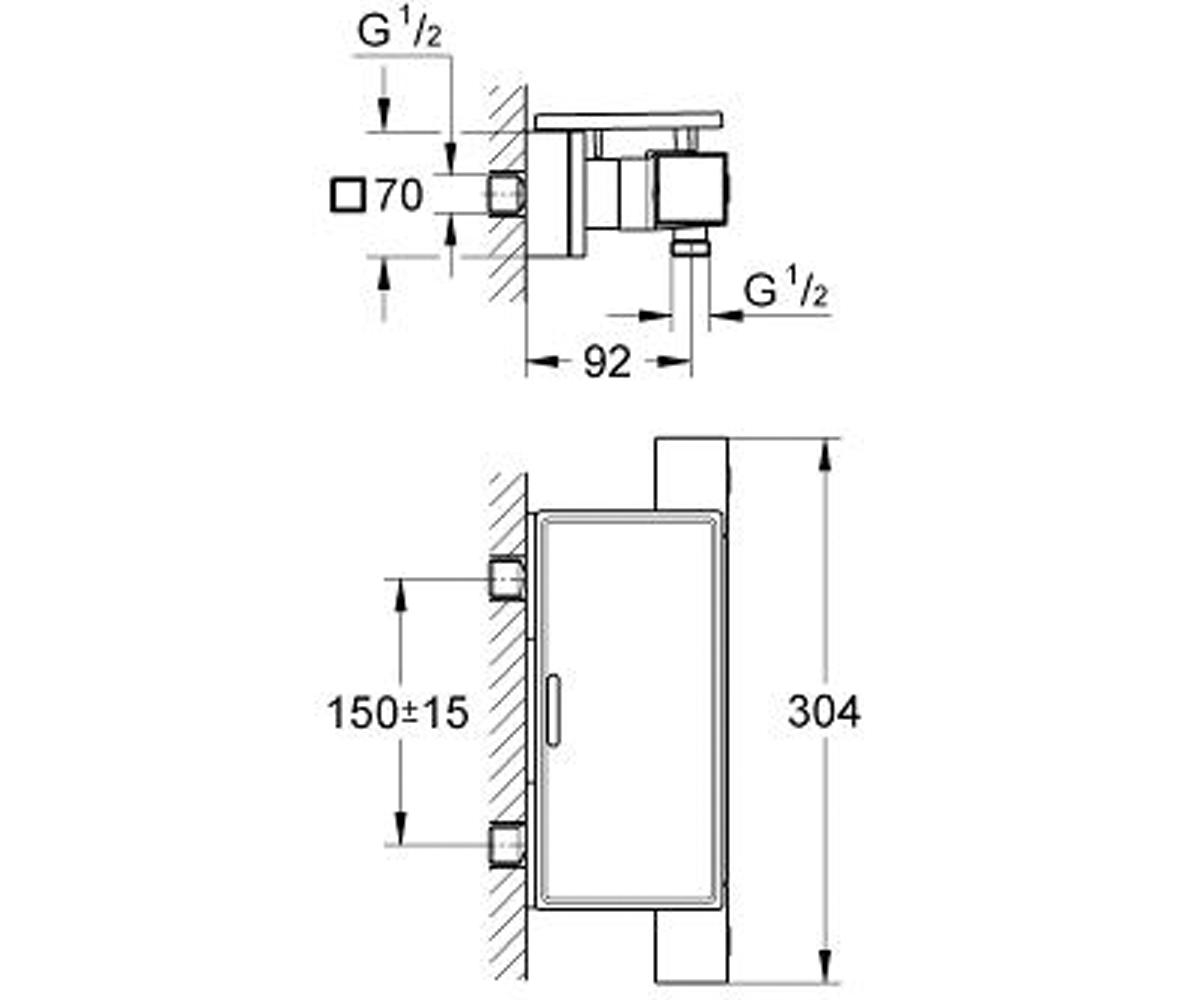 Термостат для душа  GROHTHERM CUBE 34491000:Чертеж 