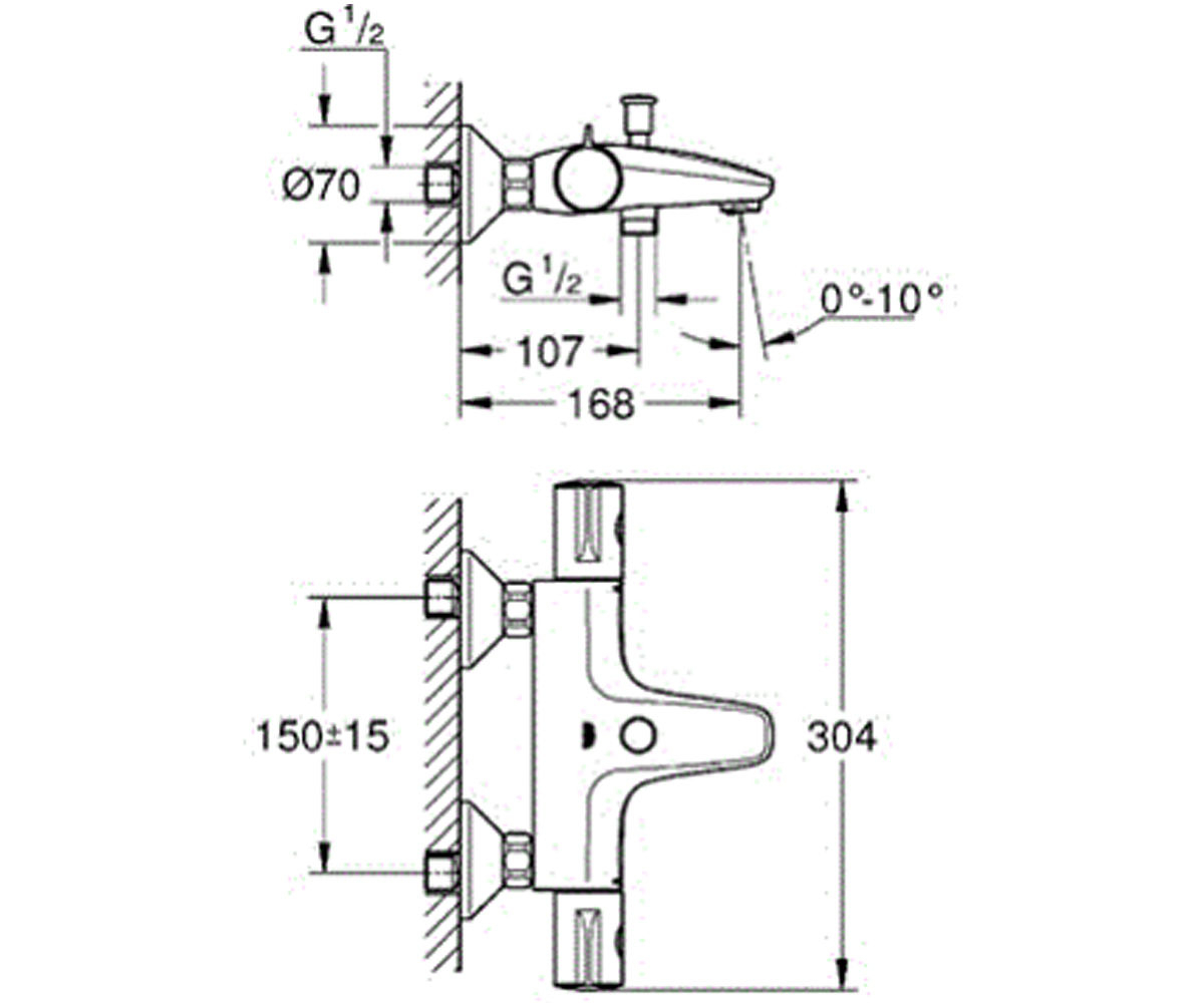 Термостат  GROHTHERM 800 34576000:Чертеж 