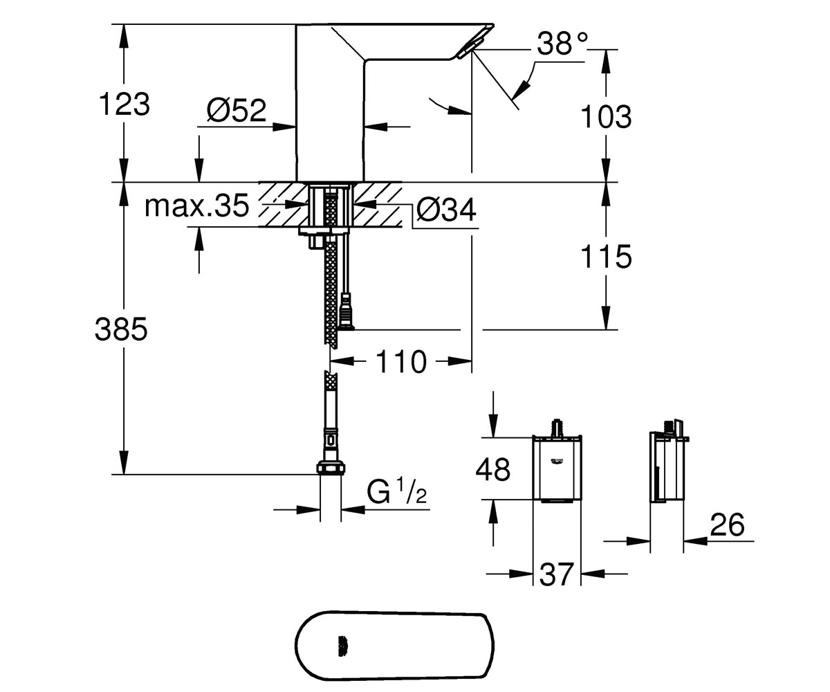 Инфракрасный кран  BAU COSMOPOLITAN 36452000:Чертеж 