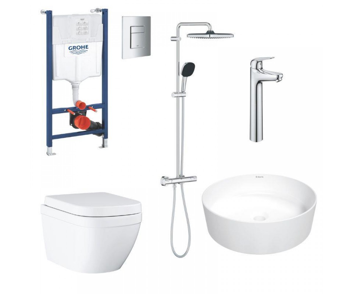 Комплект GROHE MEGA BUNDLE 38555MBK (унітаз з інсталяцією, раковина зі змішувачем та душова система) 38555MBK