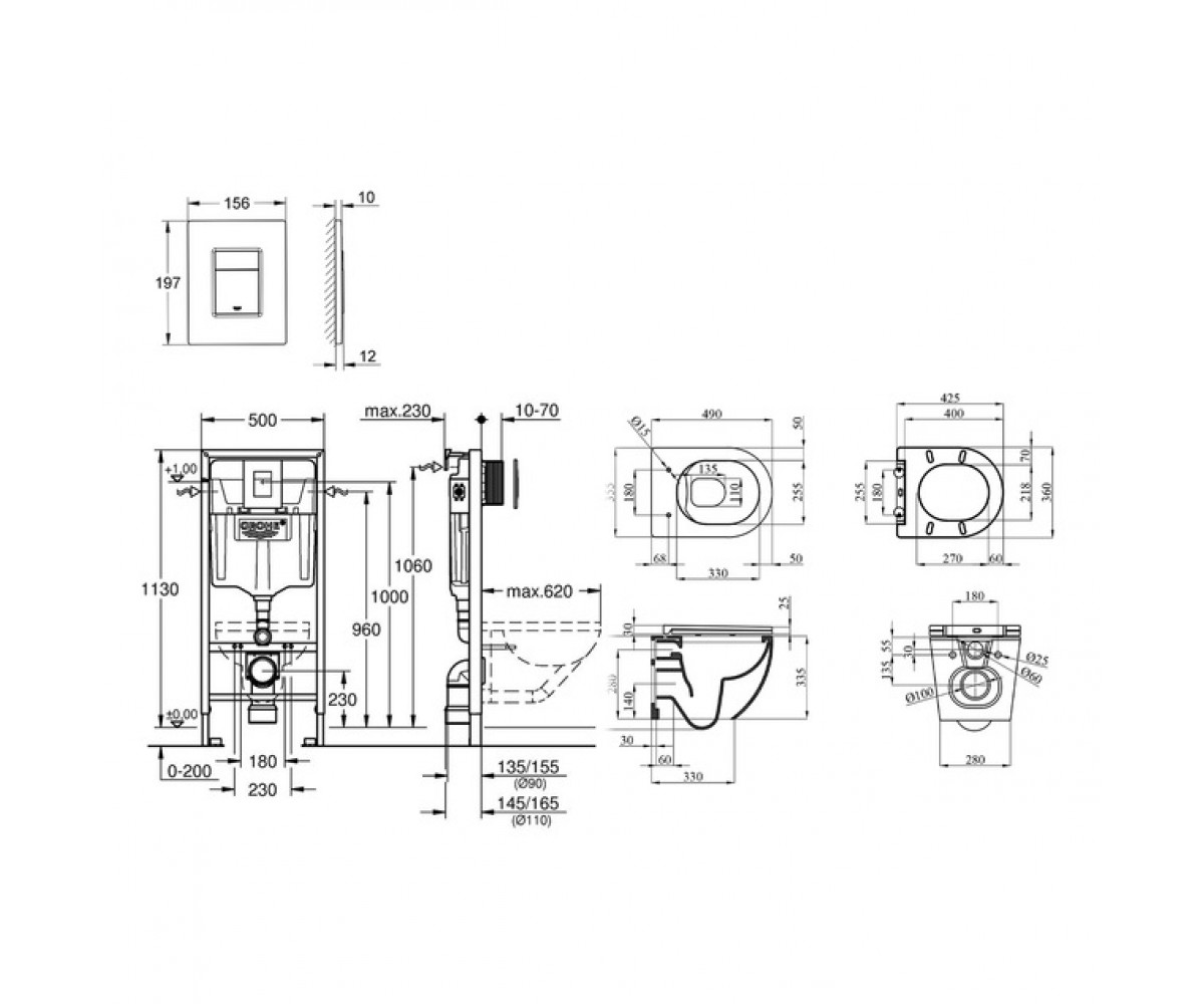 Комплект унитаз с инсталляцией  RAPID SL 38772001KH493736:Чертеж 