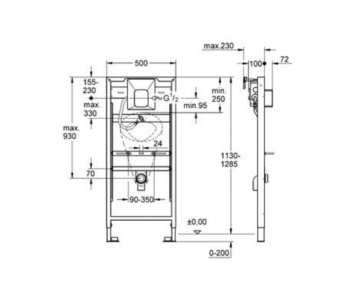 Инсталляция для писсуара  RAPID SL 38803001:Чертеж 