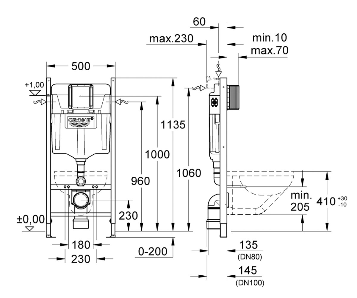 Інсталяція для унітаза rapid sl  3884000G:Чертеж 
