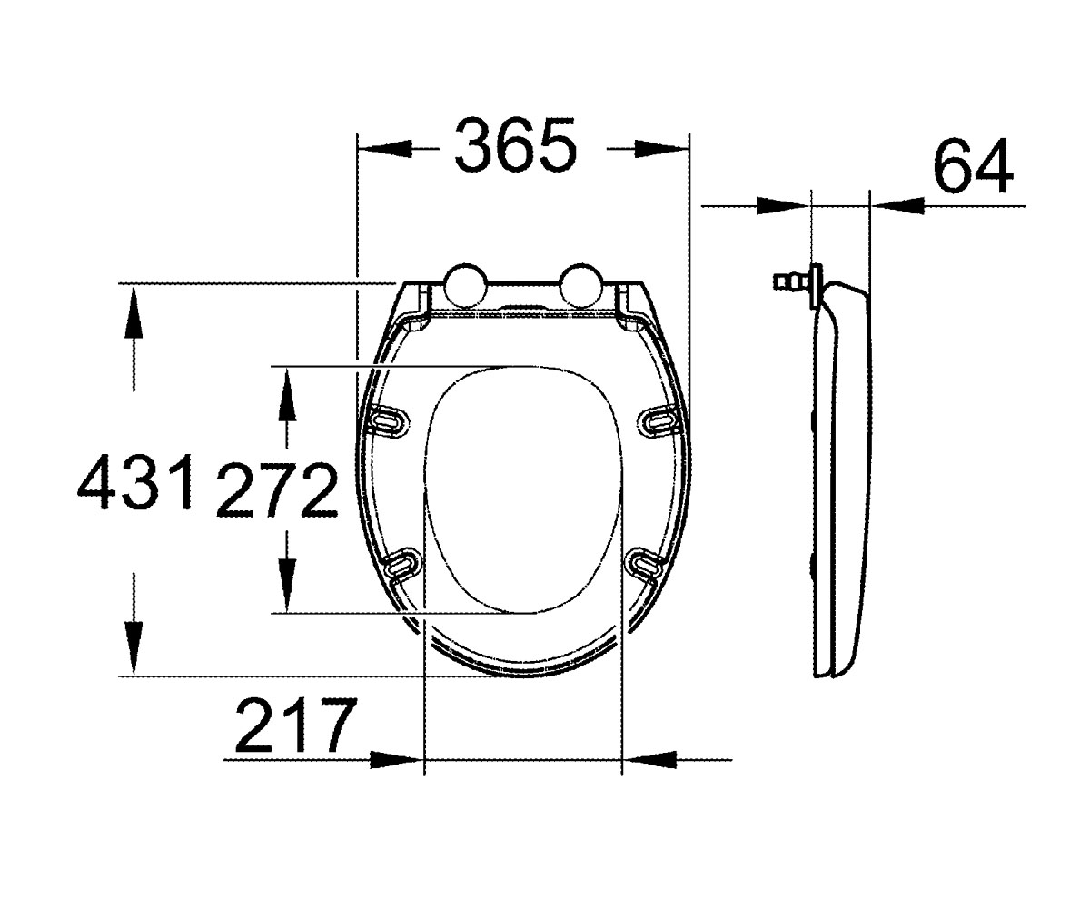 Дюропластовая крышка с микролифтом  BAU CERAMIC 39435000:Чертеж 