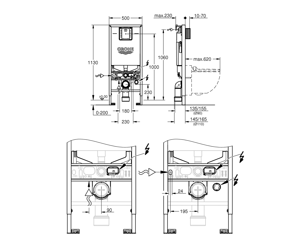 Инсталляция для унитаза  RAPID SLX 39598000:Чертеж 