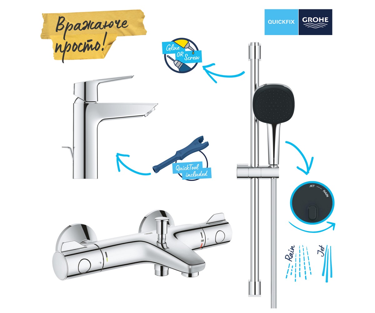 Набор смесителей  GROHTHERM QUICKFIX UA202304TS:Фото 4