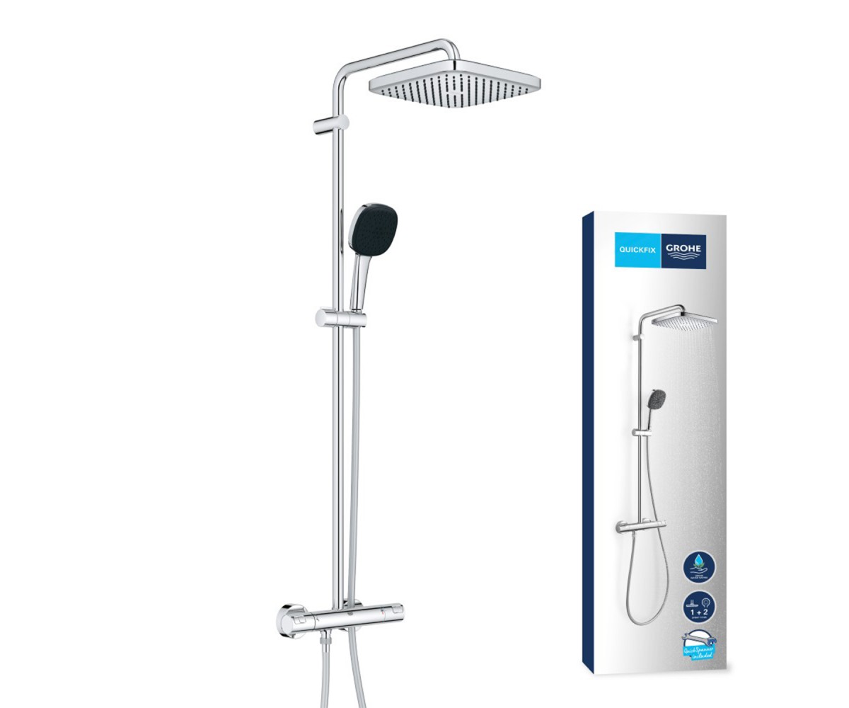 Набір змішувачів 2 в 1 для ванної кімнати Grohe QuickFix Vitalio Comfort Cube зі змішувачем для раковини Dice (UA203101TM)  UA20