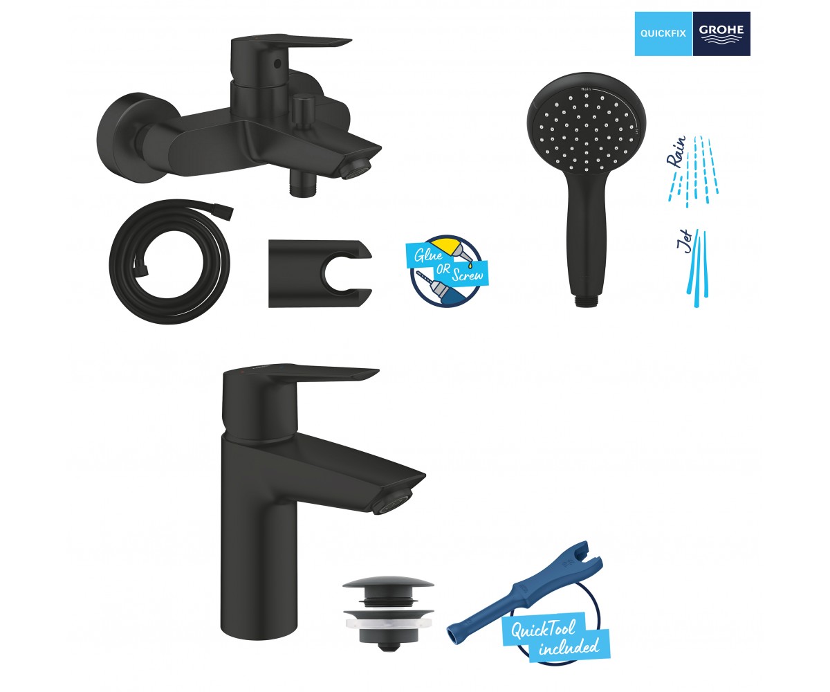 Набор смесителей для ванны  START COLDSTART BLACK QUICKFIX UA303301SQ:Фото 2