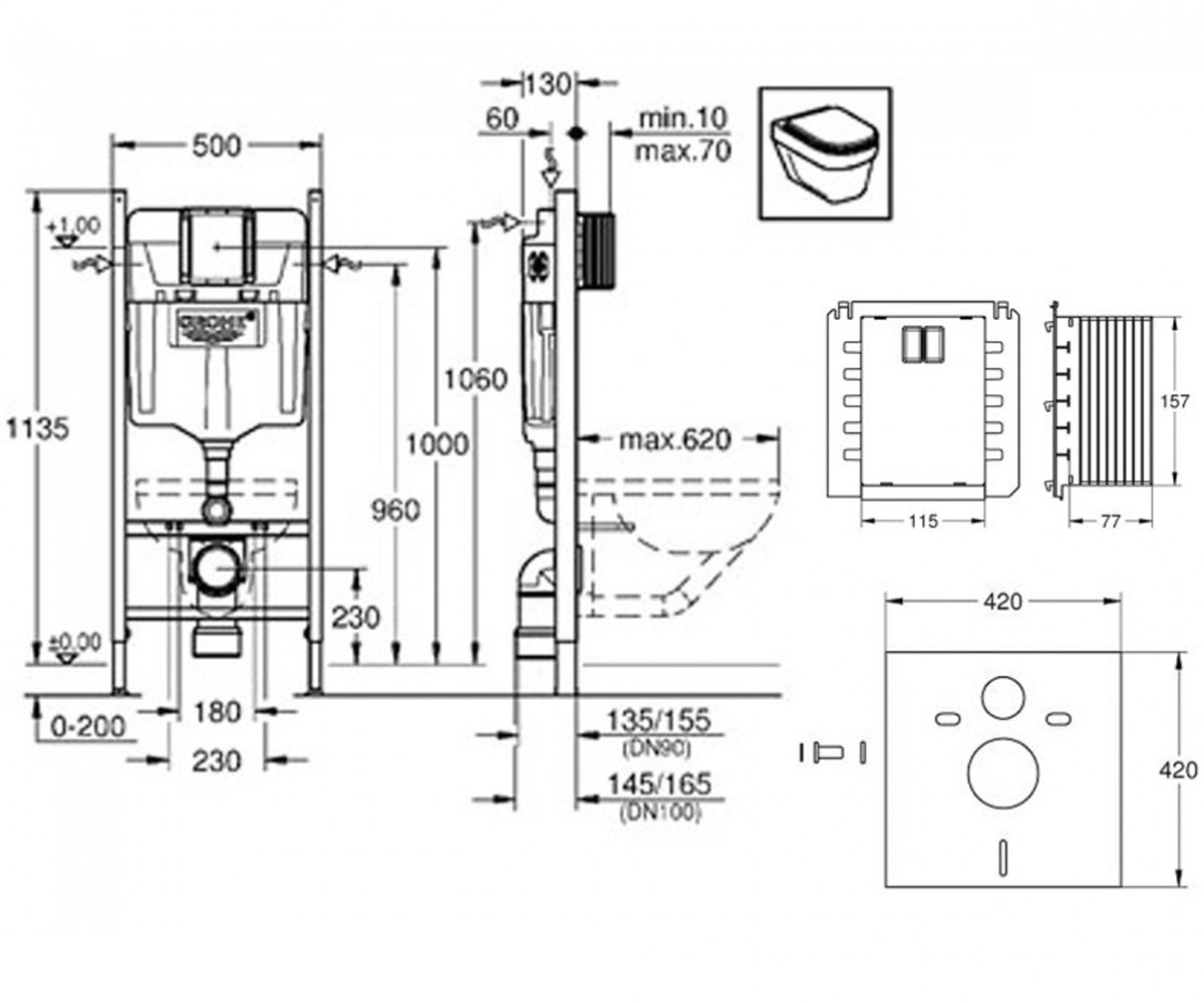 Инсталляция для унитаза  RAPID SL UA388400WG+38732000:Чертеж 