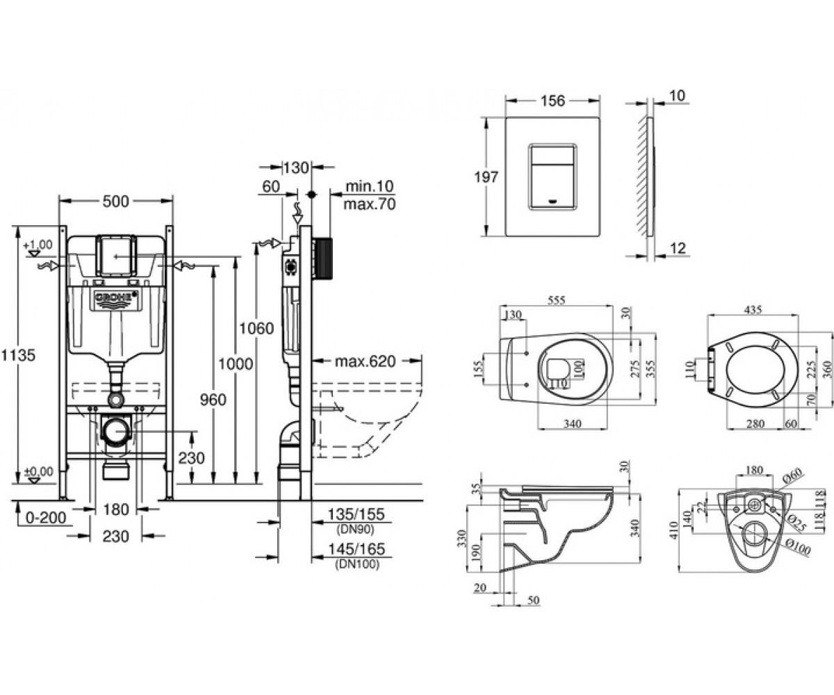 Унитаз с инсталляцией  RAPID SL UA38840966A:Чертеж 