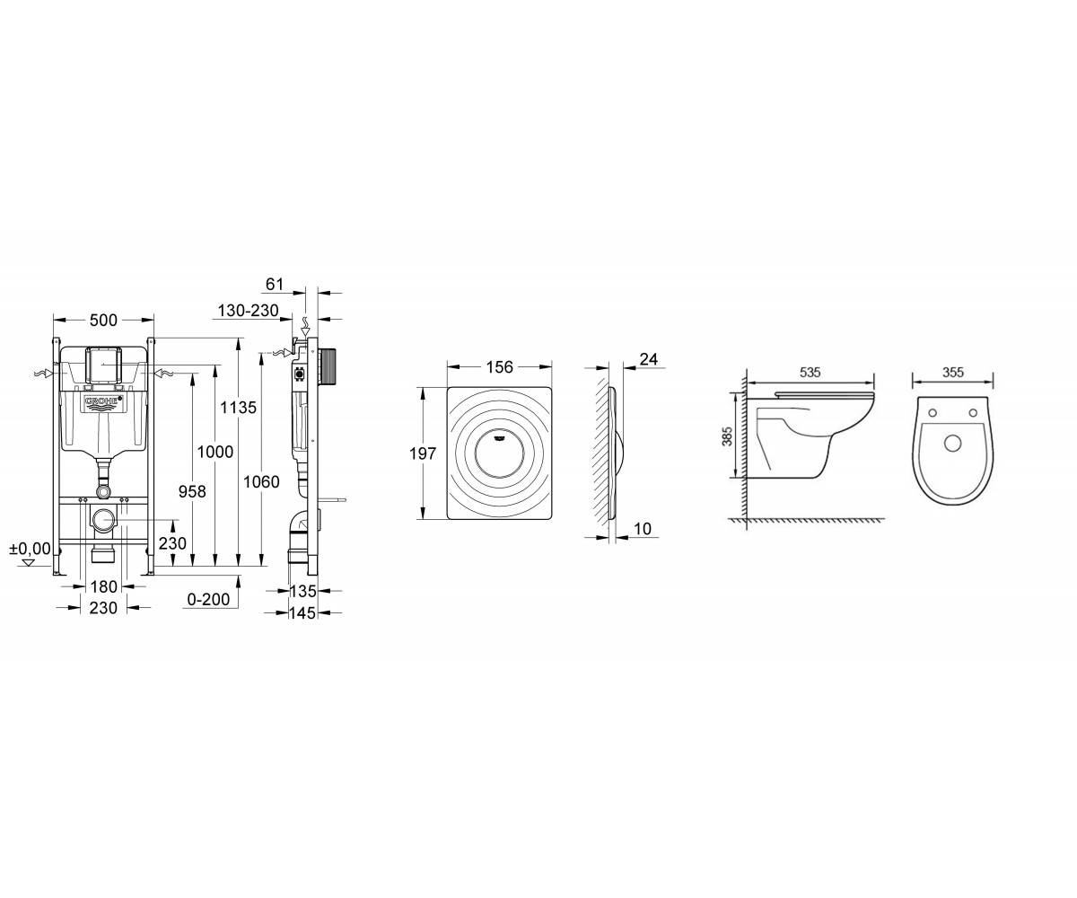 Комплект инсталляции с унитазом  SOLIDO QUICKFIX UA38971574A:Чертеж 