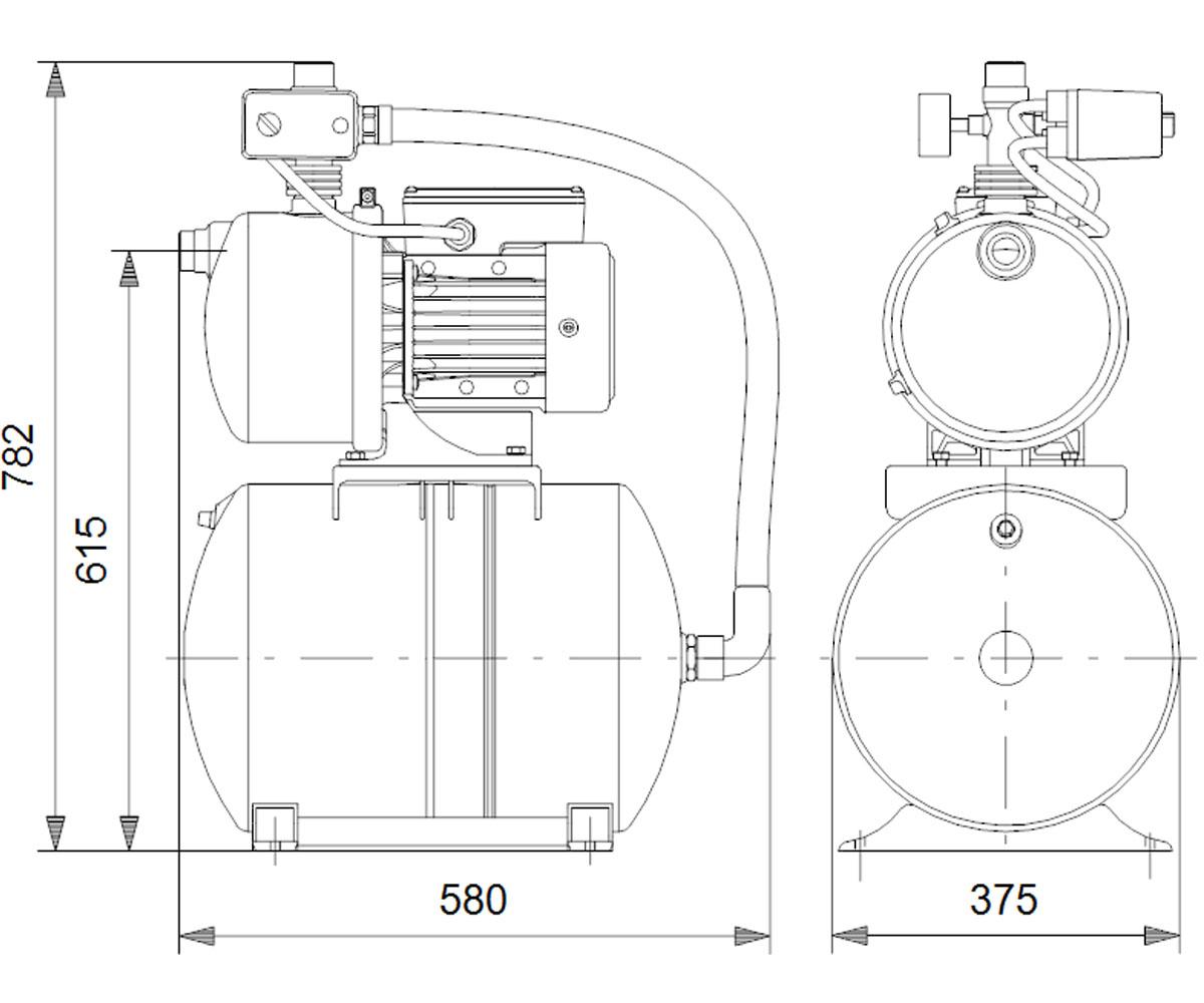 Насосная установка  JPB 6 A-A-CVBP 4661BQBB:Чертеж 