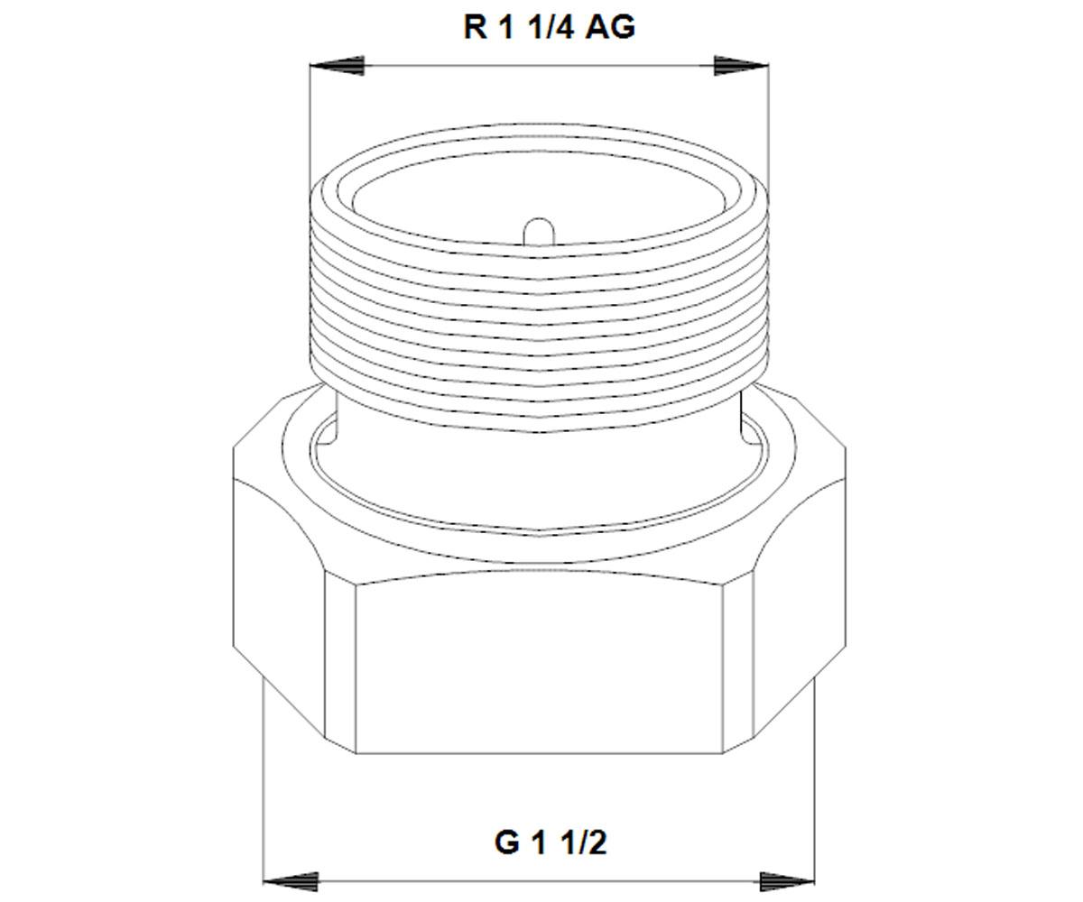 Комплект соединений g 1 1/2 x rp 1 1/4  505526:Чертеж 
