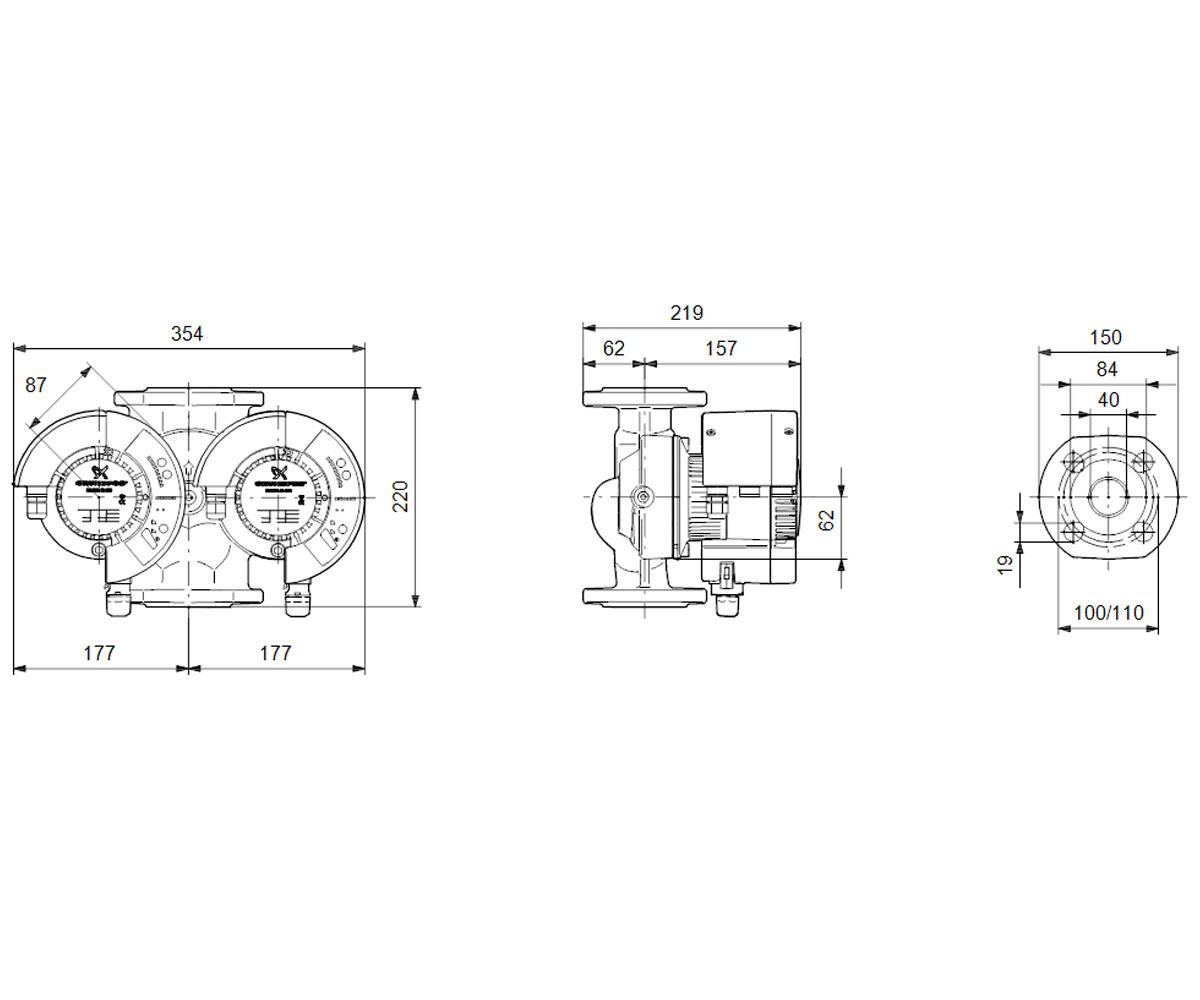 Насос циркуляционный  MAGNA-D 40-100 F 1X2 96281021:Чертеж 