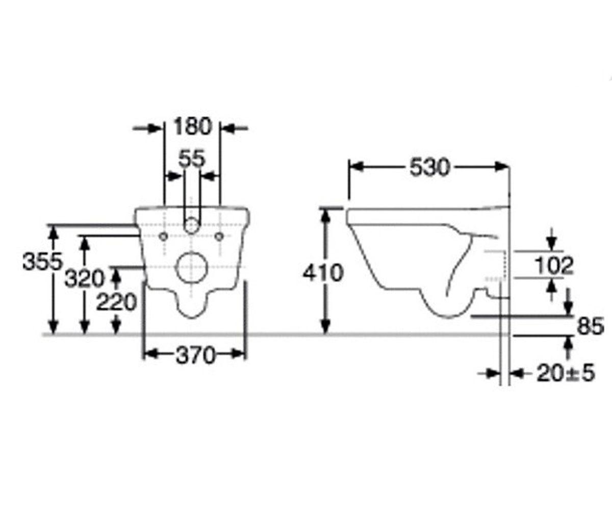 Унитаз подвесной с сиденьем soft-close  HYGIENIC FLUSH 5G84HR01:Чертеж 