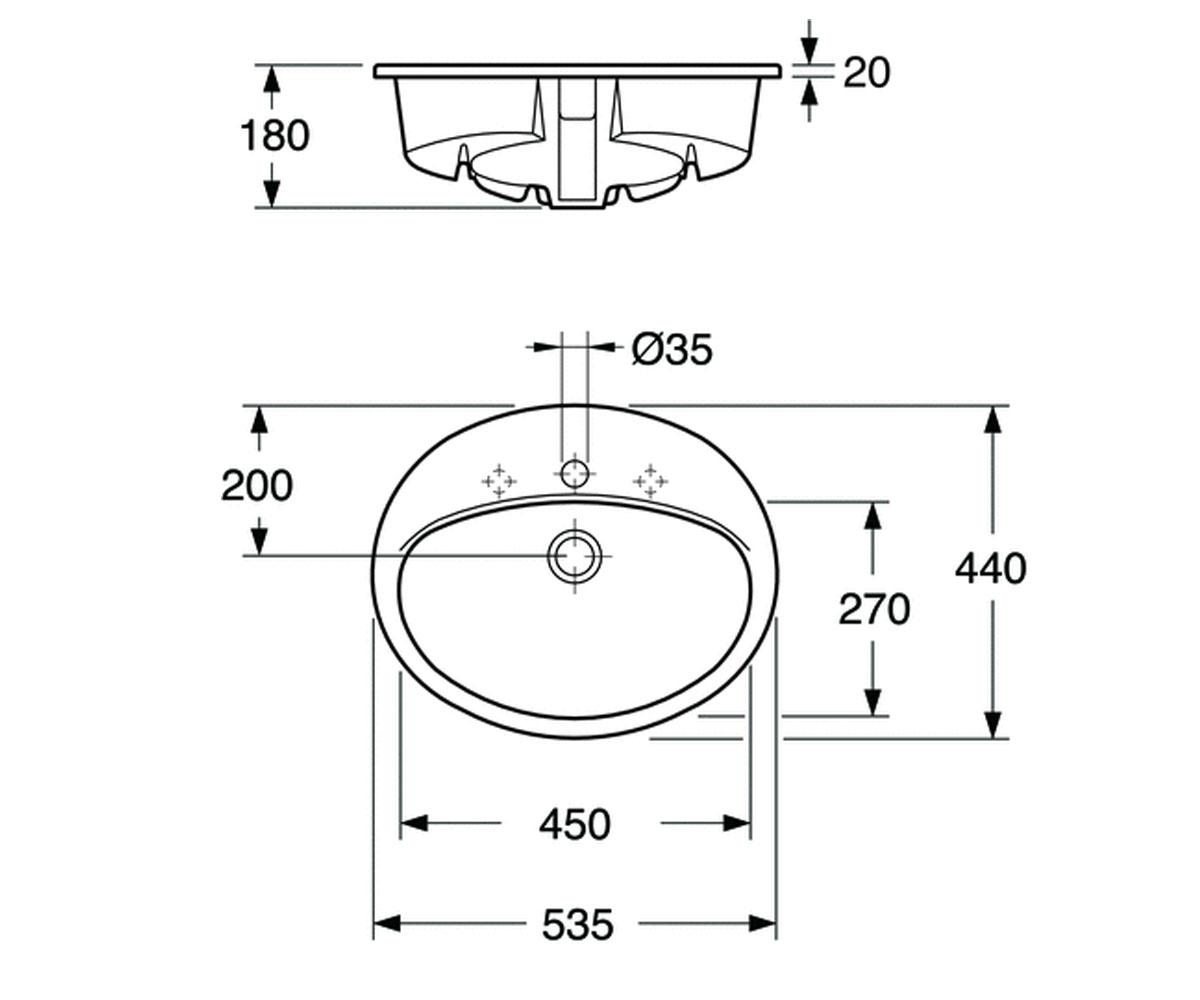 Овальная раковина  7G285301:Чертеж 