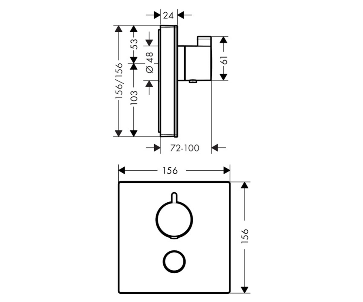 Термостат для душа  SHOWER SELECT HIGHFLOW 15735400:Чертеж 