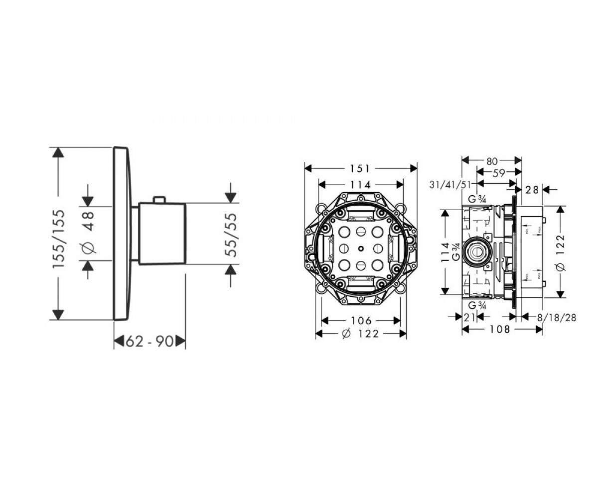Скрытая часть  SHOWER SELECT 15772400+01800180:Чертеж 